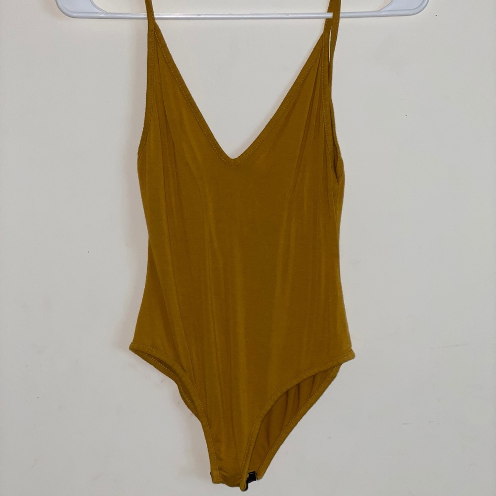 Mustard Yellow Plunge Bodysuit
